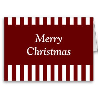 "Merry Christmas"   Crimson Red/White Stripes [a3] Cards