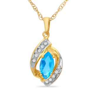 Marquise Blue Topaz and Diamond Accent Pendant in 10K Gold   Zales