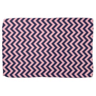Navy Blue Bubblegum Pink Chevron Pattern Towels