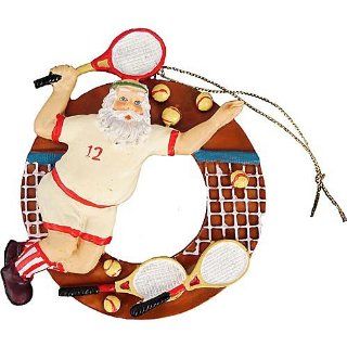 Tennis Racquet Santa on Court Circle Ornament Sports & Outdoors