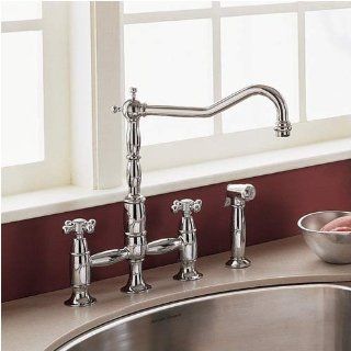 American Standard 4233.701.295 Culinaire Double Handle Top Mount Bridge Kitchen Faucet with Spray, Satin Nickel   Touch On Kitchen Sink Faucets  