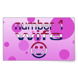 Number 1 Wife in American Flag Colors Rectangular Stickers
