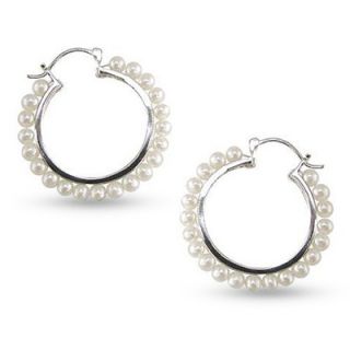 freshwater pearl hoop earrings in sterling silver $ 59 00 add to bag