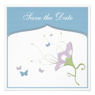 Lilac Flower with Butterflies Custom Invites