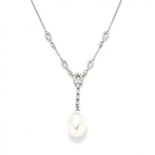 Imperial Pearls 10 11mm Cultured Freshwater Pearl Drop and .25ct Diamond 14K Ne