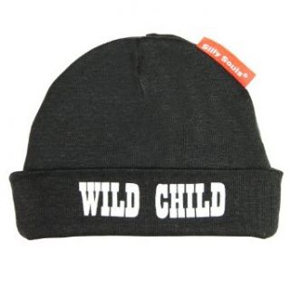 Silly Souls Born to Be Wild Child Beanie Fold Hat Black for Newborn Baby 0 6 Months Infant And Toddler Hats Clothing