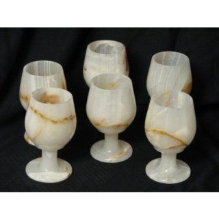 White Onyx Glasses 6 pc set Goblets Comes in Free Gift Box Kitchen & Dining