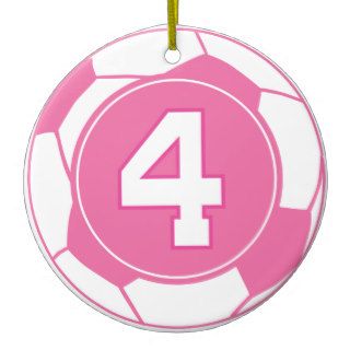 Girls Soccer Player Number 4 Gift Christmas Ornament