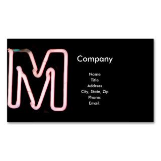Letter "M" Neon Light Monogram Business Cards