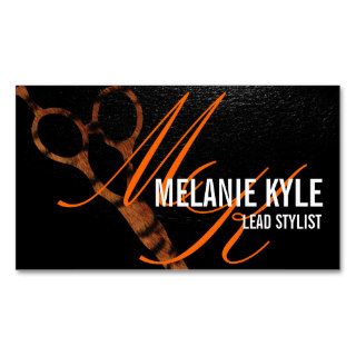 Chic Tiger Hair Stylist Scissors Business Cards