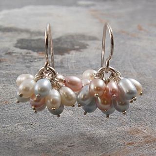silver pastel pearl cluster earrings by otis jaxon silver and gold jewellery