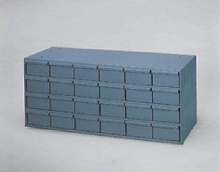 Durham 007 95 Gray Cold Rolled Steel Storage Cabinet, 33 3/4" Width x 14 3/8" Height x 11 5/8" Depth, 24 Drawer
