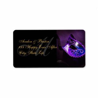 Purple Venetian Masquerade Mask Address Label