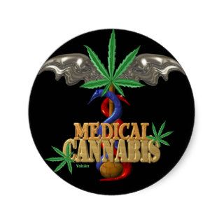 Medical cannabis  Caduceus with wings by Valxart Sticker