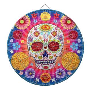 Colorful Sugar Skull Dartboard Day of the Dead