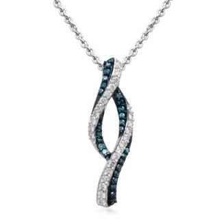 ct t w enhanced blue and white diamond open flame pendant in