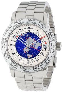 Fortis Men's 674.20.15 M B 47 Worldtimer GMT Swiss Automatic Bidirectional Bezel Stainless Steel Bracelet GMT Date Watch Watches