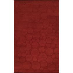 Candice Olson Loomed Red Scrumptious Geometric Circles Wool Rug (9' x 13') Surya 7x9   10x14 Rugs