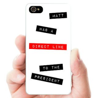 personalised 'direct line' hard phone case by flaming imp
