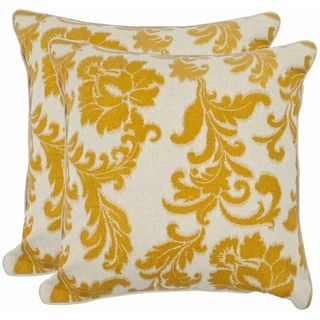 Acanthus Leaves 18 inch Ivory/ Apricot Decorative Pillows (Set of 2) Safavieh Throw Pillows