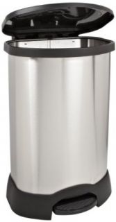 Rubbermaid Commercial FG614787BLA Stainless Steel Oval Step On Trash Can, 30 Gallon Capacity, Black