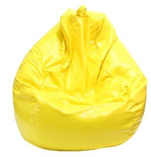 Gold Medal 30011209816TD Large Wet Look Vinyl Tear Drop Bean Bag, Yellow   Bean Bag Chairs