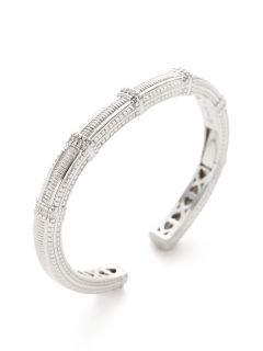 Classic Silver & White Sapphire Cuff Bracelet by Judith Ripka