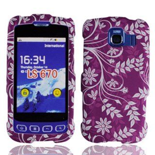 For Sprint Lg Optimus S Ls670 Accessory   Purple Plaid Designe Hard Case Cover Cell Phones & Accessories