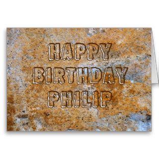 Stone Age Happy Birthday Philip Greeting Cards