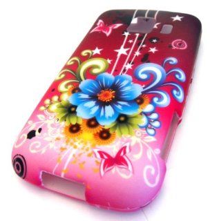 Lg Optimus S V LG VM670 LS670 Blue Yellow Green Daisy Carnival Design HARD RUBBERIZED FEEL RUBBER COATED Case Skin Cover Protector Hard Plastic SPRINT VIRGIN MOBILE Cell Phones & Accessories