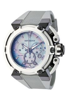Imperious IMP1043  Watches,Mens X Wing Chrono Light Blue MOP Dial Black IP & SS Case Grey Polyurethane, Chronograph Imperious Quartz Watches