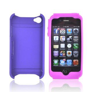 Purple Pink OEM Incipio Stowaway Hard Silicone ID Card Case w Screen Protector, IPH 679 For AT&T Verizon Apple iPhone 4, iPhone 4S Cell Phones & Accessories