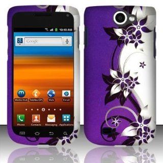 VMG Samsung Exhibit 2 4G T679 Hard Design Case Cover   Purple & Silver Vineyard Design Hard 2 Pc Plastic Snap On Case Cover for T Mobile Samsung Exhibit 2 II 4G T679 2nd Generation Cell Phone [In VANMOBILEGEAR Retail Packaging] 