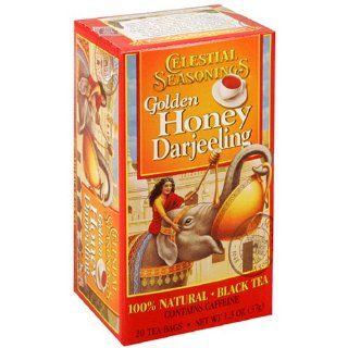 Celestial Seasonings Black Tea, Golden Honey Darjeeling, Tea Bags, 20 Count Boxes (Pack of 6)  Grocery & Gourmet Food