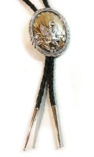 Navajo Eagle Bolo Tie by RICHARD HOSKIE Sterling Silver with Gold Fill 