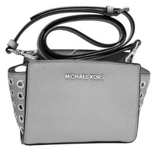 Michael Kors Selma Gromet Mini Messenger Crossbody Leather Pearl Grey Shoes