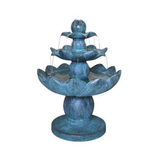 Alpine Fiberglass Tiered Waterlily Fountain with LED Light
