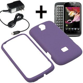 BW Hard Shield Shell Cover Snap On Case for T Mobile Huawei myTouch Q U8730 + Travel Charger Purple Cell Phones & Accessories