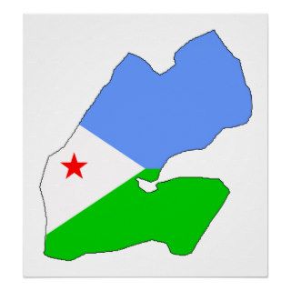 Djibouti Flag Map full size Print