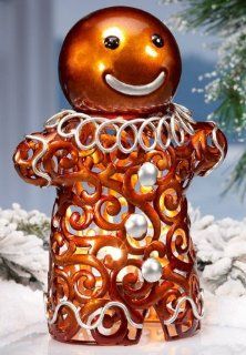 Holiday Gingerbread Man Metal Electric Luminary Light   11" Tall x 5" Wide 