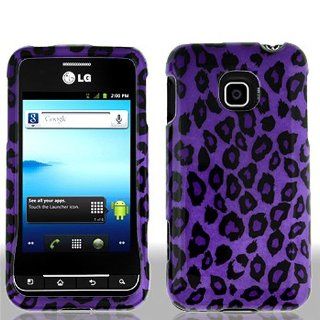 Purple Leopard Hard Cover Case for LG Optimus 2 II AS680 Cell Phones & Accessories