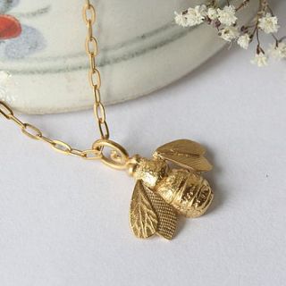 gold vermeil bee necklace by caroline brook