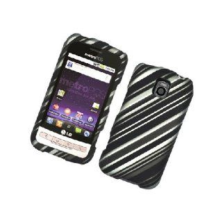 LG Optimus M MS690 C LW690 Black Lines Cover Case Cell Phones & Accessories