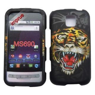 LG Optimus M MS690 smartphone with Tiger face Design Hard Case Cell Phones & Accessories