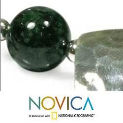 Sterling Silver 'Panajachel Moon' Jade Necklace (Guatemala) Novica Necklaces