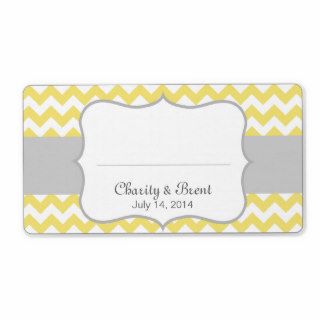 Yellow Gray Chevron Wedding Dessert Buffet Table Personalized Shipping Labels