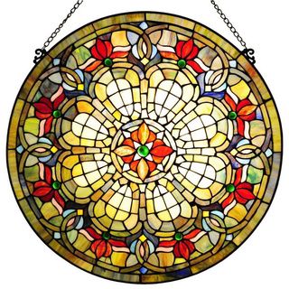 Victorian Design Round Stained Glass Window Panel