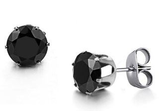 JBG New Jewellery Classical Black Cute Shiny Round Crystal Diamond Titanium Earrings Stainless Steel Charming Stud Cleverish Earrings For Men/Women in a Nice Gift Box Jewelry