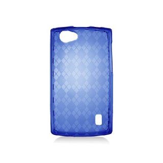 LG Optimus M+ MS695 Clear Transparent Blue Flex Transparent Cover Case Cell Phones & Accessories