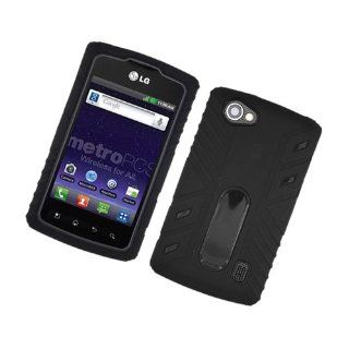 [Buy World] for Lg Ms695 Optimus M+ Hybrid Case Black+black Cell Phones & Accessories